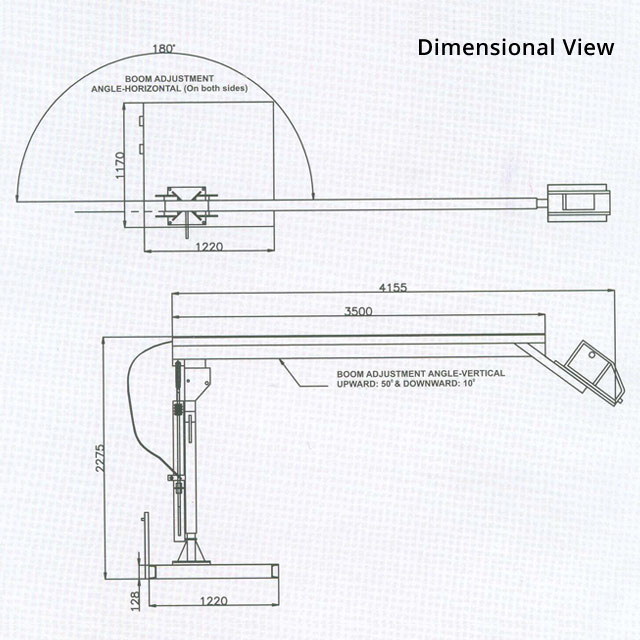 Wire Feeder Balancer Boom - Dimensional View