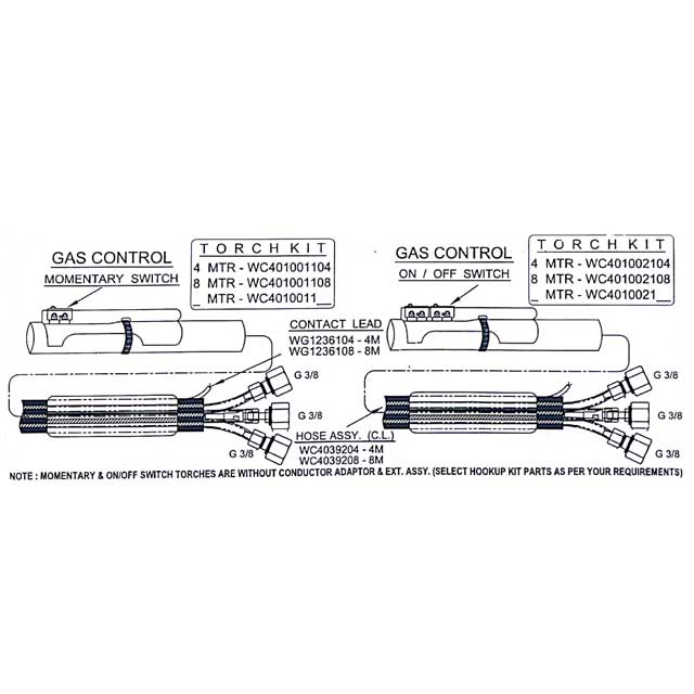 WC 40 Water cooled GTAW Torch Specific Variants